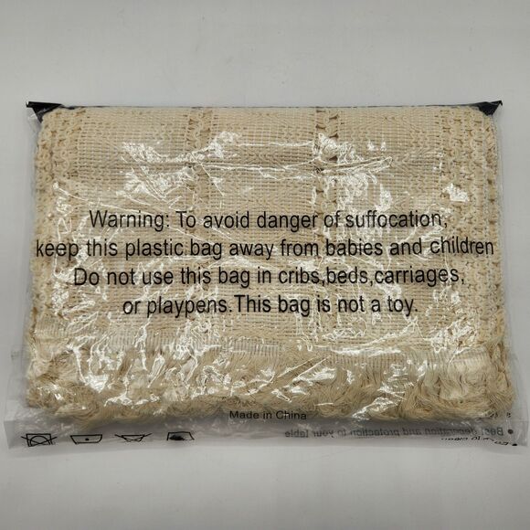 FunWheat Table Runner Beige Cream Woven Fringe 12"x108" Farmhouse Boho Dining - Picture 5 of 7